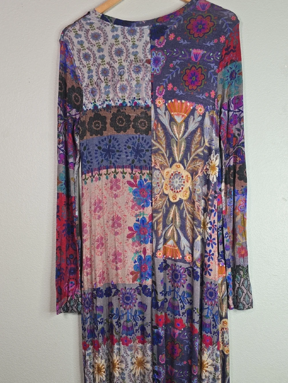 NATURAL LIFE Patchwork Floral Long-Sleeve Maxi Dress - Purple, Blue, Pink, Brown - Picture 8 of 9